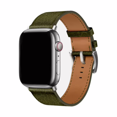 GRAMS(28) รุ่น 161 Modern Band (Snowflake Leather) - สายนาฬิกา Apple Watch 42/44/45/49mm - สี Silver/Olive