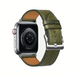 GRAMS(28) รุ่น 161 Modern Band (Snowflake Leather) - สายนาฬิกา Apple Watch 42/44/45/49mm - สี Silver/Olive
