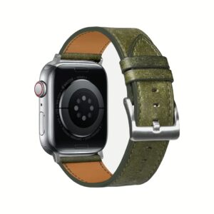 GRAMS(28) รุ่น 161 Modern Band (Snowflake Leather) - สายนาฬิกา Apple Watch 42/44/45/49mm - สี Silver/Olive