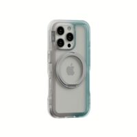 Ples รุ่น Arche TwoFace Magnetic Ring Stand - เคส iPhone 16 Pro Max - สี Silver/Powder Blue
