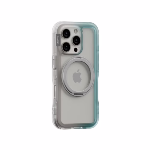 Ples รุ่น Arche TwoFace Magnetic Ring Stand - เคส iPhone 16 Pro - สี Silver/Powder Blue