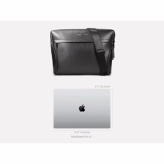 GRAMS(28) รุ่น 171 Laptop Sling (Pebbled Leather) - กระเป๋าใส่ MacBook 14" - สี Black - Image 7