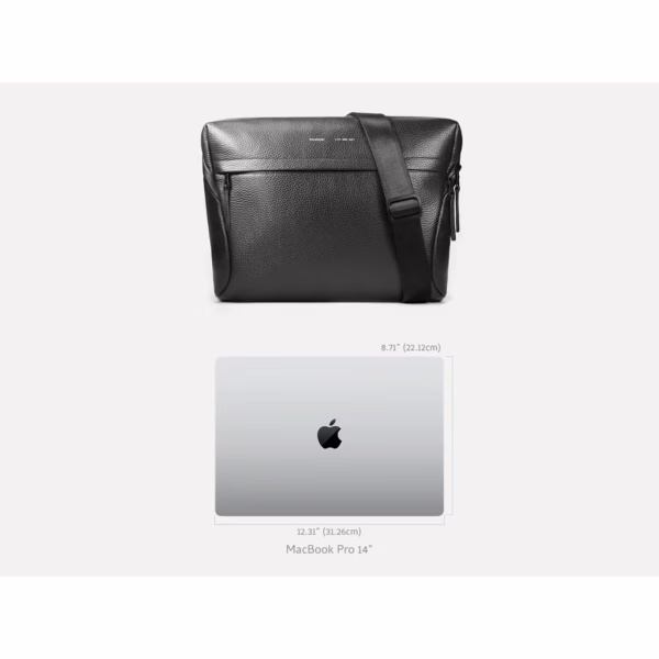 GRAMS(28) รุ่น 171 Laptop Sling (Pebbled Leather) - กระเป๋าใส่ MacBook 14" - สี Black