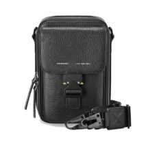 GRAMS(28) รุ่น 173 Vertical Sling (Pebbled Leather) - กระเป๋า - สี Black