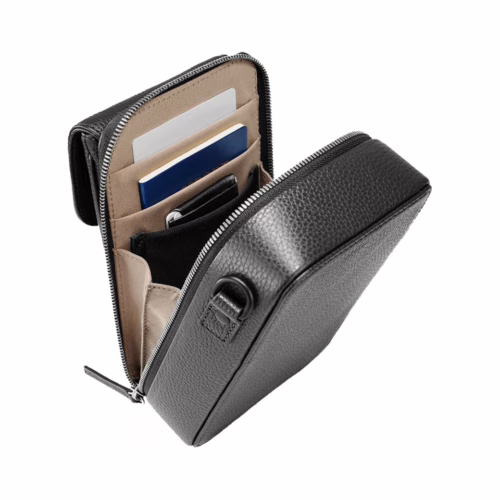 GRAMS(28) รุ่น 173 Vertical Sling (Pebbled Leather) - กระเป่า - สี Black