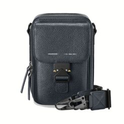 GRAMS(28) รุ่น 173 Vertical Sling (Pebbled Leather) - กระเป๋า - สี Navy Blue