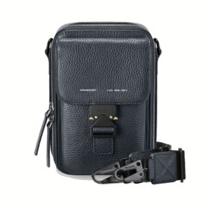GRAMS(28) รุ่น 173 Vertical Sling (Pebbled Leather) - กระเป่า - สี Navy Blue