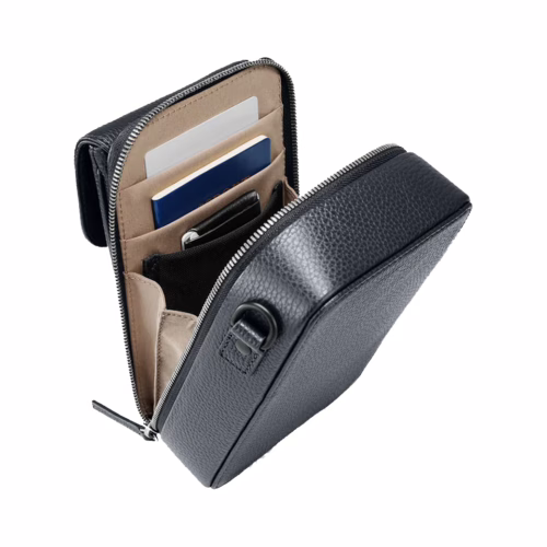 GRAMS(28) รุ่น 173 Vertical Sling (Pebbled Leather) - กระเป่า - สี Navy Blue