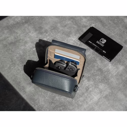 GRAMS(28) รุ่น 173 Vertical Sling (Pebbled Leather) - กระเป่า - สี Navy Blue