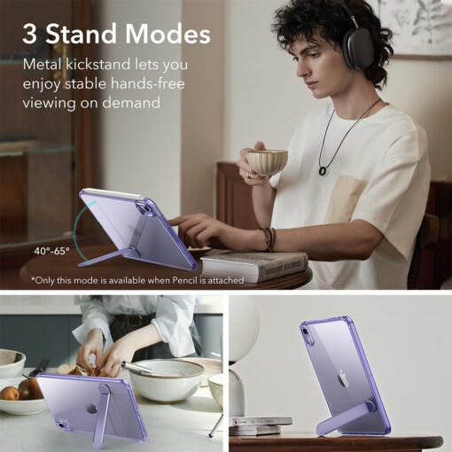 ESR รุ่น Boost Kickstand Case - เคส iPad mini (7th/6th Gen) - สี Clear Purple - Image 3