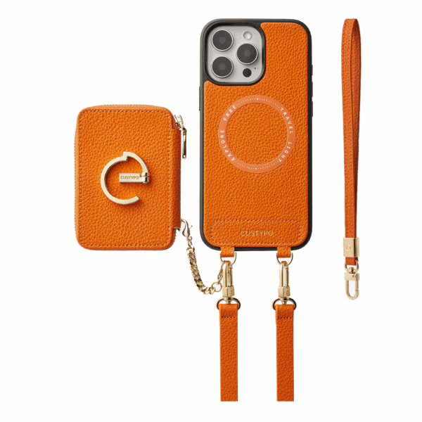 Custype รุ่น Original Design Case - Bundle Set - เคส iPhone 16 Pro Max - สี Orange (พร้อมกระเป๋าติดหลังมือถือและสาย)