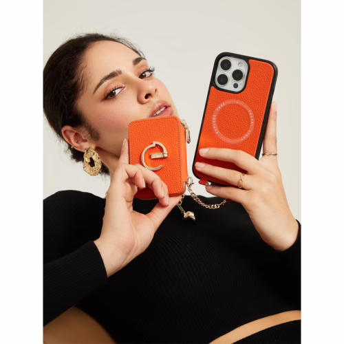 Custype รุ่น Original Design Case - Bundle Set - เคส iPhone 16 Pro Max - สี Orange (พร้อมกระเป๋าติดหลังมือถือและสาย)