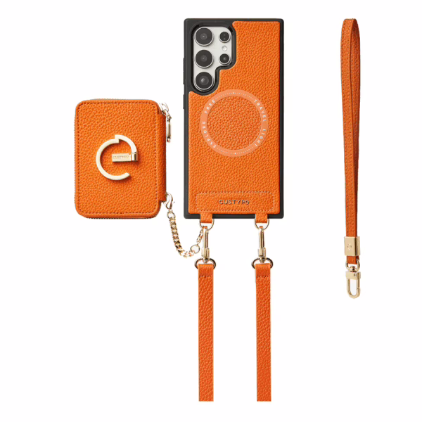Custype รุ่น Original Design Case - Bundle Set - เคส Galaxy S25 Ultra - สี Orange (พร้อมกระเป๋าติดหลังมือถือและสาย)