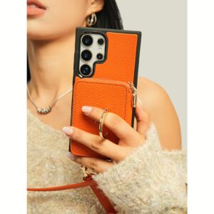 Custype รุ่น Original Design Case - Bundle Set - เคส Galaxy S25 Ultra - สี Orange (พร้อมกระเป๋าติดหลังมือถือและสาย)