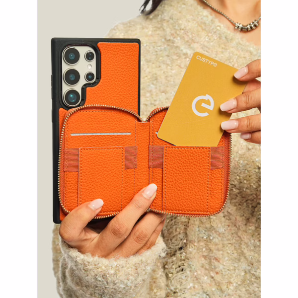 Custype รุ่น Original Design Case - Bundle Set - เคส Galaxy S25 Ultra - สี Orange (พร้อมกระเป๋าติดหลังมือถือและสาย)