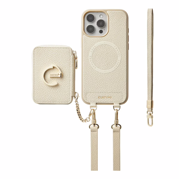 Custype รุ่น Original Design Case - Bundle Set - เคส iPhone 16 Pro Max - สี Beige (พร้อมกระเป๋าติดหลังมือถือและสาย)