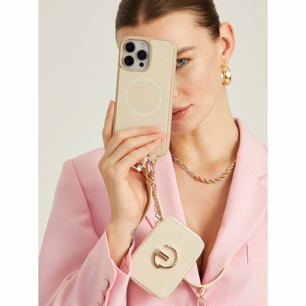 Custype รุ่น Original Design Case - Bundle Set - เคส iPhone 16 Pro Max - สี Beige (พร้อมกระเป๋าติดหลังมือถือและสาย)