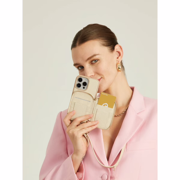 Custype รุ่น Original Design Case - Bundle Set - เคส iPhone 16 Pro Max - สี Beige (พร้อมกระเป๋าติดหลังมือถือและสาย)