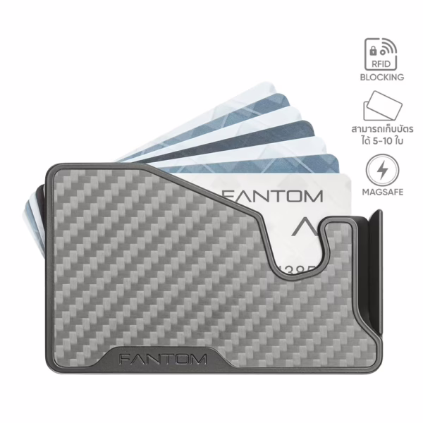 Fantom รุ่น FANTOM M - Slim - ที่เก็บบัตรติดหลังมือถือ - สี Carbon Fiber