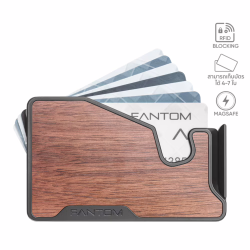 Fantom รุ่น FANTOM M - Extra Slim - ที่เก็บบัตรติดหลังมือถือ - สี Walnut