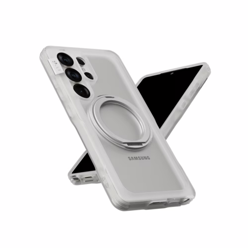 Ples รุ่น Arche Magnetic Ring Stand - เคส Galaxy S25 Ultra - สี Matt Clear (Silver)