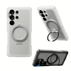 Ples รุ่น Arche Magnetic Ring Stand - เคส Galaxy S25 Ultra - สี Matt Clear (Silver)