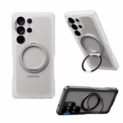 Ples รุ่น Arche Magnetic Ring Stand - เคส Galaxy S25 Ultra - สี Matt Black (Blue)