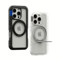 Ples รุ่น Arche Magnetic Ring Stand - เคส iPhone 16 Pro Max - สี Matt Clear (Silver)