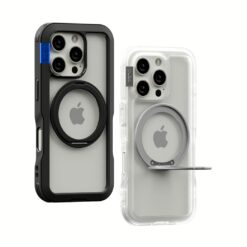 Ples รุ่น Arche Magnetic Ring Stand - เคส iPhone 16 Pro - สี Matt Black (Blue)