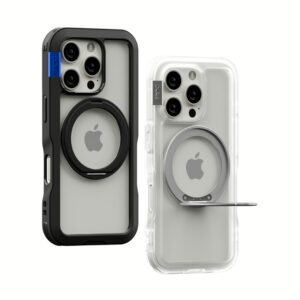 Ples รุ่น Arche Magnetic Ring Stand - เคส iPhone 16 Pro Max - สี Matt Black (Blue)