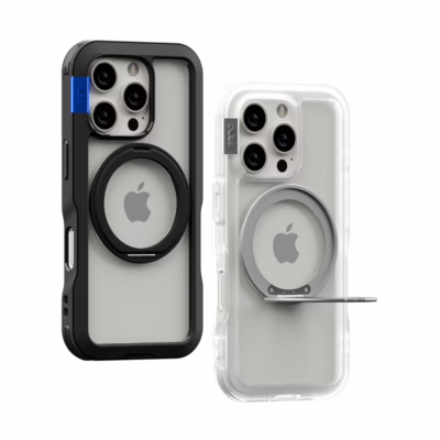 Ples รุ่น Arche Magnetic Ring Stand - เคส iPhone 16 Pro Max - สี Matt Clear (Silver)