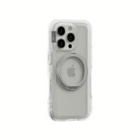 Ples รุ่น Arche Magnetic Ring Stand - เคส iPhone 16 Pro Max - สี Matt Clear (Silver)