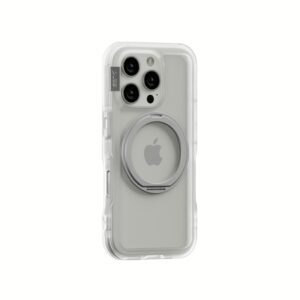 Ples รุ่น Arche Magnetic Ring Stand - เคส iPhone 16 Pro - สี Matt Clear (Silver)