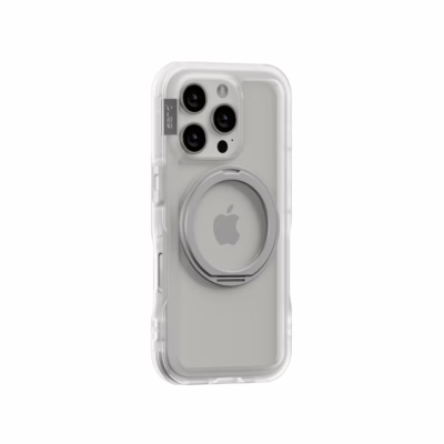 Ples รุ่น Arche Magnetic Ring Stand - เคส iPhone 16 Pro Max - สี Matt Clear (Silver)