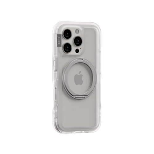 Ples รุ่น Arche Magnetic Ring Stand - เคส iPhone 16 Pro Max - สี Matt Clear (Silver)