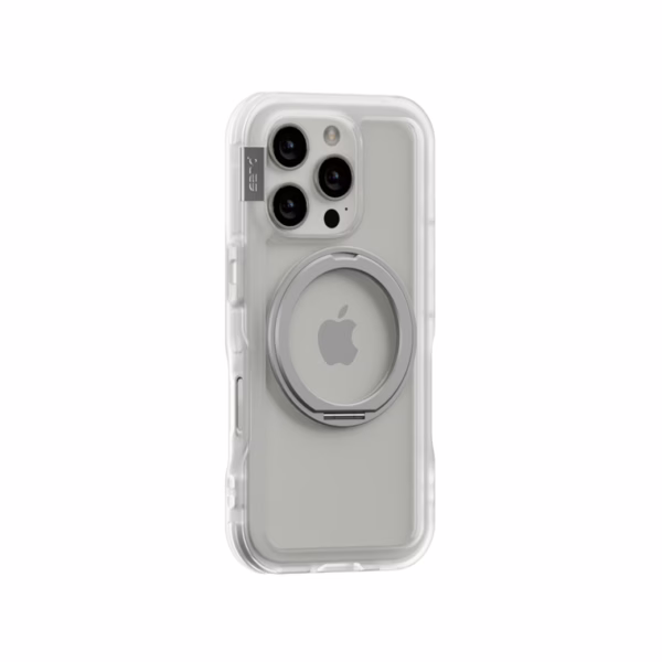 Ples รุ่น Arche Magnetic Ring Stand - เคส iPhone 16 Pro - สี Matt Clear (Silver)