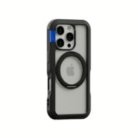 Ples รุ่น Arche Magnetic Ring Stand - เคส iPhone 16 Pro Max - สี Matt Black (Blue)