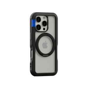 Ples รุ่น Arche Magnetic Ring Stand - เคส iPhone 16 Pro Max - สี Matt Black (Blue)