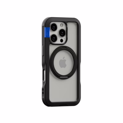 Ples รุ่น Arche Magnetic Ring Stand - เคส iPhone 16 Pro Max - สี Matt Black (Blue)