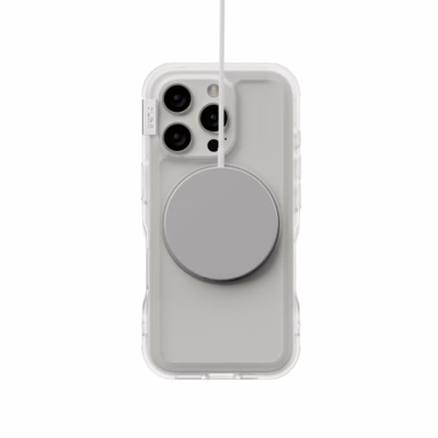 Ples รุ่น Arche Magnetic Ring Stand - เคส iPhone 16 Pro Max - สี Matt Clear (Silver)
