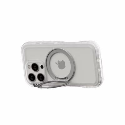 Ples รุ่น Arche Magnetic Ring Stand - เคส iPhone 16 Pro Max - สี Matt Clear (Silver)