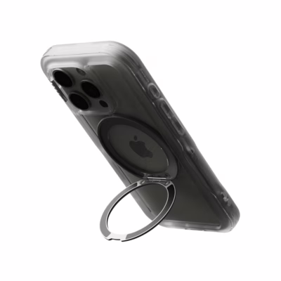 Ples รุ่น Arche Magnetic Ring Stand - เคส iPhone 16 Pro Max - สี Matt Clear (Silver)