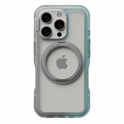 Ples รุ่น Arche TwoFace Magnetic Ring Stand - เคส iPhone 16 Pro Max - สี Silver/Powder Blue