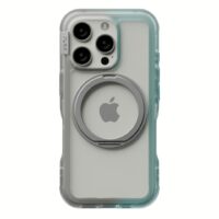 Ples รุ่น Arche TwoFace Magnetic Ring Stand - เคส iPhone 16 Pro - สี Silver/Powder Blue
