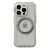 Ples รุ่น Arche Magnetic Ring Stand - เคส iPhone 16 Pro Max - สี Matt Clear (Silver)