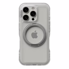 Ples รุ่น Arche Magnetic Ring Stand - เคส iPhone 16 Pro Max - สี Matt Clear (Silver)