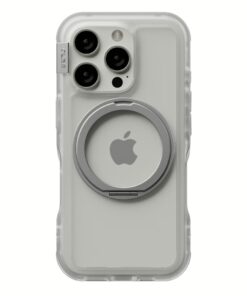 Ples รุ่น Arche Magnetic Ring Stand - เคส iPhone 16 Pro Max - สี Matt Clear (Silver)
