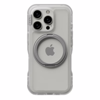 Ples รุ่น Arche Magnetic Ring Stand - เคส iPhone 16 Pro Max - สี Matt Clear (Silver)