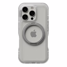 Ples รุ่น Arche Magnetic Ring Stand - เคส iPhone 16 Pro - สี Matt Clear (Silver)