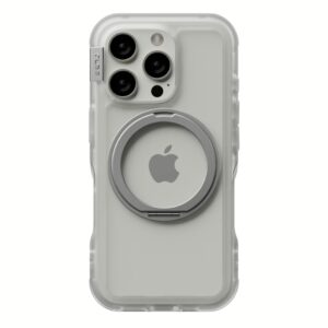 Ples รุ่น Arche Magnetic Ring Stand - เคส iPhone 16 Pro - สี Matt Clear (Silver)